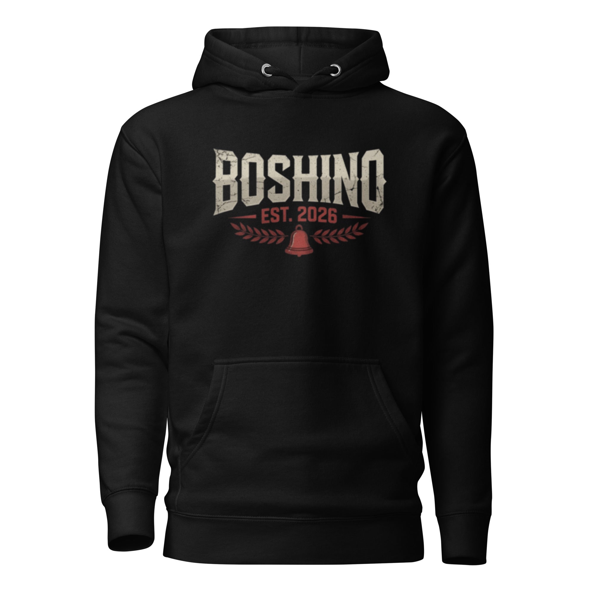 Black boshino boxing bulldog pullover hoody featuring large print on back