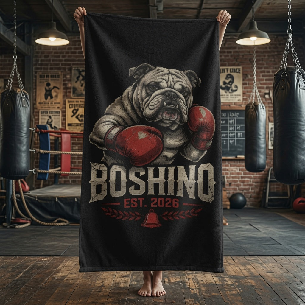 Boxing Bulldog - Beach Towel | Boshino