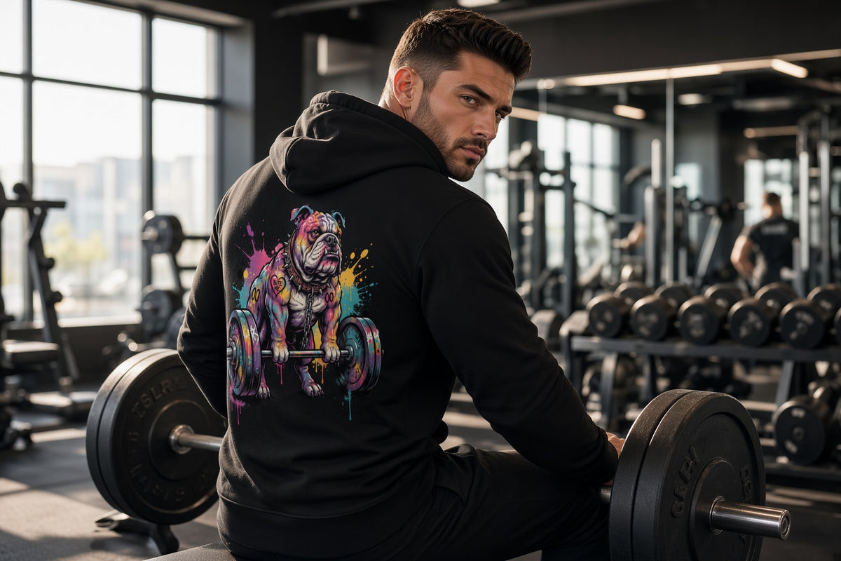 Deadlifting Bulldog Print Hoodie – Gym Hoodie | Boshino